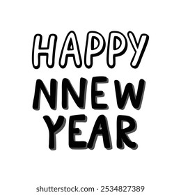 Happy New Year in a Simple Typography Style