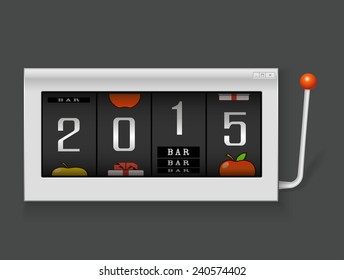 Happy New Year. Slot machine with 2015 digits