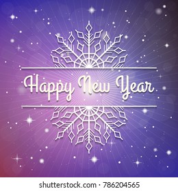 Happy new year snowflake vector background. Christmas card.