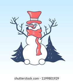 Happy new year snowman - vector illustration