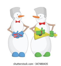Happy New Year Snowmans musicians