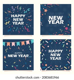 Happy New Year Social Media Post Template Set