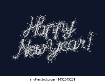 Happy New Year sparkle firework greeting on isolated background