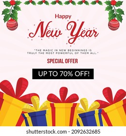 Happy new year special offer banner design template.