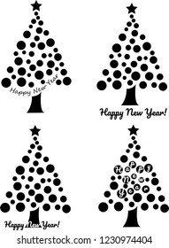 Happy New Year, spruce in the shape of circles