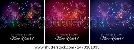 Happy new year square template with firework. Greeting concept for new year celebration with firework.