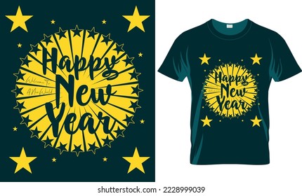 Happy New Year With New Star New World T-Shirt Template
