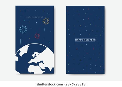 Happy New Year Story Template With Firework And Planet Bundle