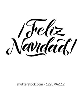 Happy New Year Stroke Spanish Calligraphy. Greeting Card Black Typography on White Background.