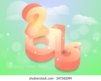  happy new year stylish 3d 2016 text with cloud green gradient background 