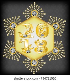 Happy New year , surround by sparkling diamond