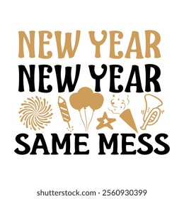 Happy new year SVG,, Design | Happy New Year SVG,, Cut File for Cutting | New year concept, lettering vector illustration isolated on white background.
