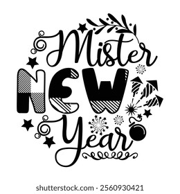 Happy new year SVG,, Design | Happy New Year SVG,, Cut File for Cutting | New year concept, lettering vector illustration isolated on white background.
