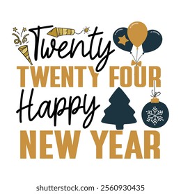 Happy new year SVG,, Design | Happy New Year SVG,, Cut File for Cutting | New year concept, lettering vector illustration isolated on white background.
