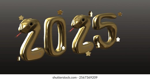 Happy New Year symbol with Snake Chines Year, Year 2025.