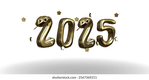 Happy New Year symbol with Snake Chines Year, Year 2025.