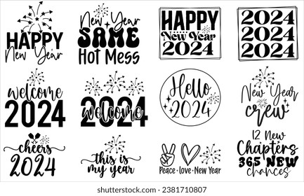 Happy New Year T shirt Design, Happy New Year 2023, New Year T shirt Design Bundle.