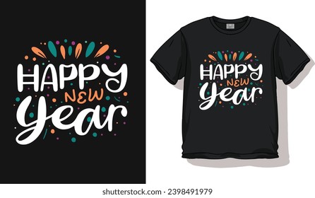 happy new year t shirt print design free vector template 	