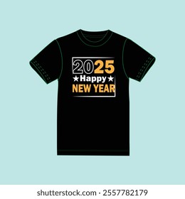 Happy new year t shirt design vector art.