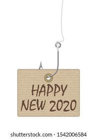 Happy new year tag on a white background. Vector illustration.