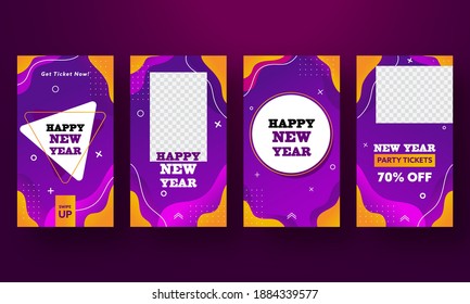 happy New Year Template Design Set With Space For Product Images On Abstract Background.