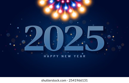 Feliz año nuevo Plantilla. Concepto de saludo para la Ilustración vectorial de celebración de año nuevo 2025