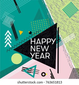 Happy New Year. Template, postcard. Abstract background 