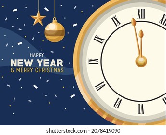 Happy New Year Template mit Uhr