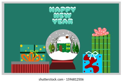 Happy New Year templates. snowflake gift. illustration vector. christmas card greeting