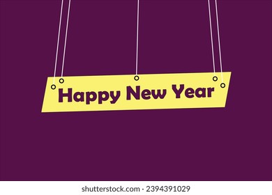 "Happy New Year" text Button. New Year Sign Icon Label Design for Social Media and Promotions with a Dark Purple Background. EPS Editable File.