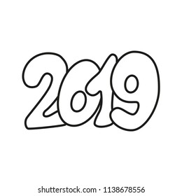 Happy New Year text design 2019