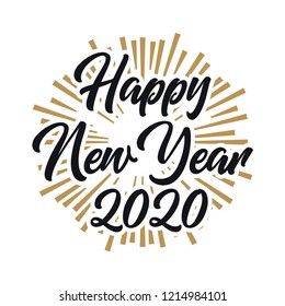 Happy New Year text design. Vector greeting illustration. 2020 Happy New Year poster or card design template. Vector happy new year greeting illustration.