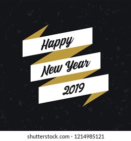 Happy New Year text design. Vector greeting illustration. 2019 Happy New Year poster or card design template. Vector happy new year greeting illustration.