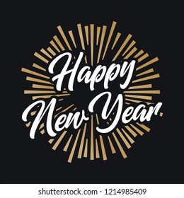 Happy New Year text design. Vector greeting illustration. 2019 Happy New Year poster or card design template. Vector happy new year greeting illustration.