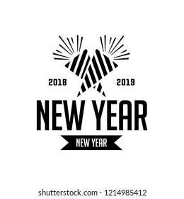 Happy New Year text design. Vector greeting illustration. 2019 Happy New Year poster or card design template. Vector happy new year greeting illustration.