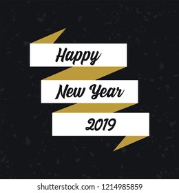 Happy New Year text design. Vector greeting illustration. 2019 Happy New Year poster or card design template. Vector happy new year greeting illustration.