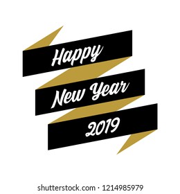 Happy New Year text design. Vector greeting illustration. 2019 Happy New Year poster or card design template. Vector happy new year greeting illustration.