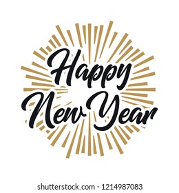 Happy New Year text design. Vector greeting illustration. 2019 Happy New Year poster or card design template. Vector happy new year greeting illustration.