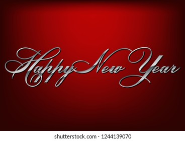 Happy New Year text design. Vector greeting illustration.