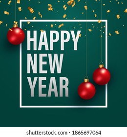 Feliz diseño de texto de Año Nuevo. Ilustración de saludo vectorial. EPS 10