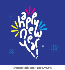 Happy New Year text design for greeting card, calendar or any design. 2021 happy new year design template. . Vector illustration