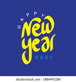 Happy New Year text design for greeting card, calendar or any design. 2021 happy new year design template. . Vector illustration
