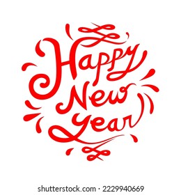 Feliz diseño de texto de Año Nuevo sobre fondo blanco. Moderno y minimalista