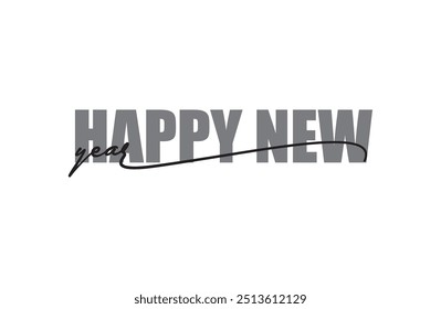 Happy New Year Text Design. Modern Hand-drawn creative vector Text design