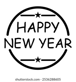 Happy new year text design for poster, banner, templet, vector. Black Color. Vector illustration.