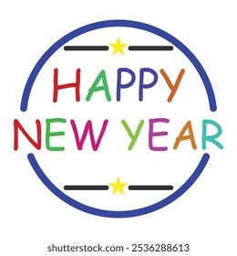 Happy new year text design for poster, banner, templet, vector. Color full text. Vector illustration.    