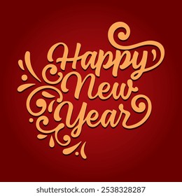 Happy New Year text design. Vector greeting illustration.Happy New Year poster or card design template. Vector happy new year greeting illustration.
