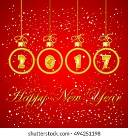 Happy New Year , text design. Vector greeting illustration with golden numbers
