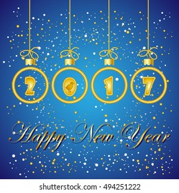 Happy New Year , text design. Vector greeting illustration with golden numbers
