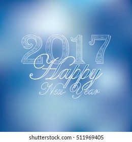 Happy New Year. Text design on a snowy background. Vector illustration.
